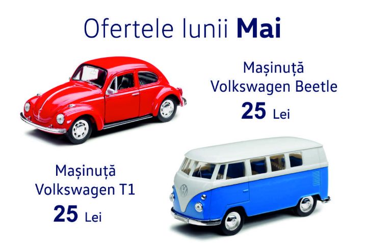 Mașinuță VW Beetle și VW T1.